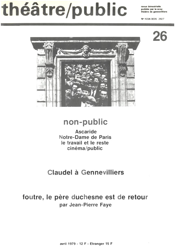 Non-public ? – Claudel à Gennevilliers | Numéro 26 | Théâtre/Public